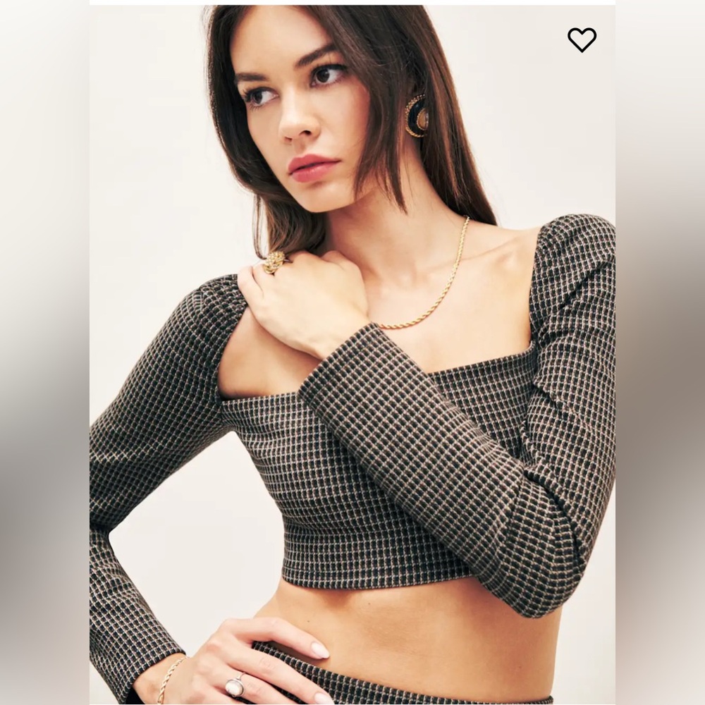 Reformation Ladue Knit One Piece Long Sleeve Crop Top XL